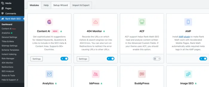 Check Essential Modules in the Dashboard