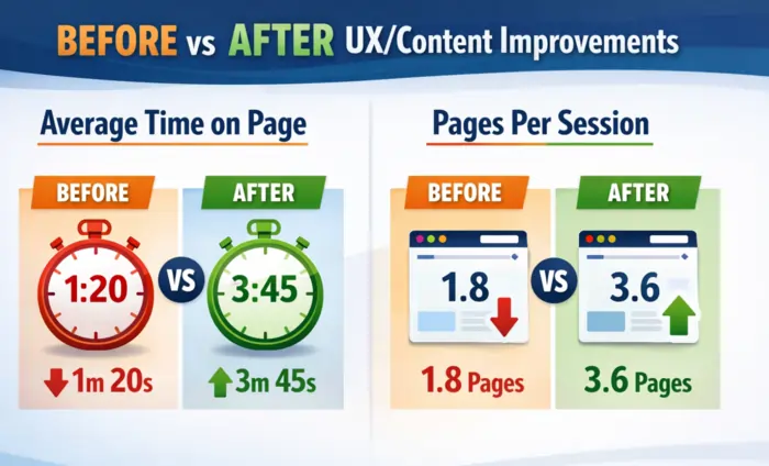 before vx after ux/content improvements