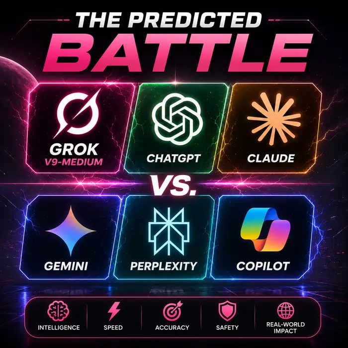 The Predicted Battle: Grok vs. ChatGPT vs. Claude vs. Gemini vs. Perplexity vs. Copilot
